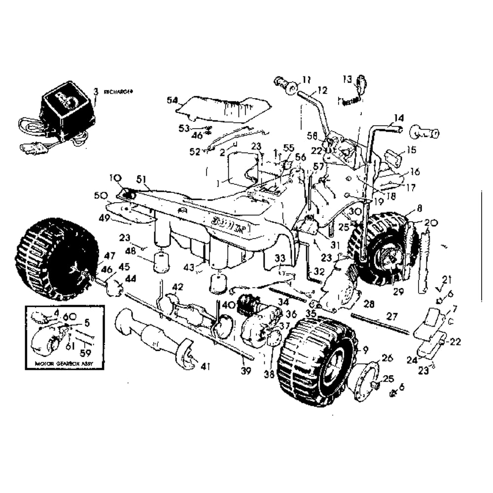 6 Volt Diagram and Parts List for 0125  Power Wheels Ride-On Cars
